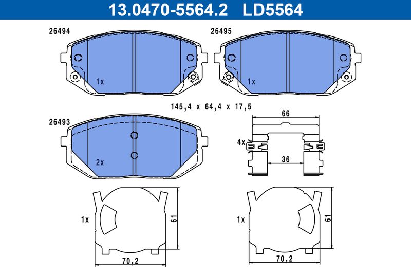 ATE 13.0470-5564.2 Brake Pad Set, disc brake