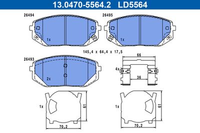 Brake Pad Set, disc brake ATE 13.0470-5564.2