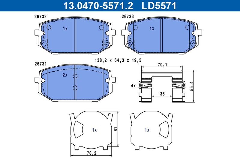 ATE 13.0470-5571.2 Brake Pad Set, disc brake
