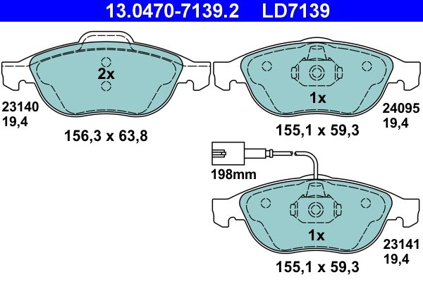 ATE 13.0470-7139.2 Brake Pad Set, disc brake
