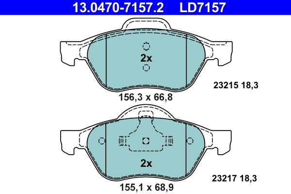ATE 13.0470-7157.2 Brake Pad Set, disc brake