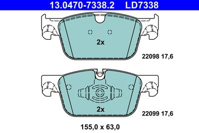 Brake Pad Set, disc brake ATE 13.0470-7338.2