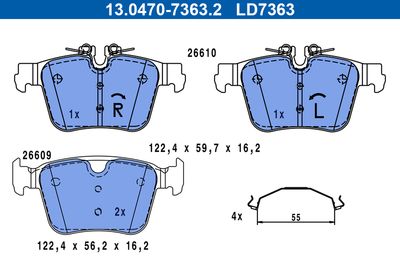 Brake Pad Set, disc brake ATE 13.0470-7363.2