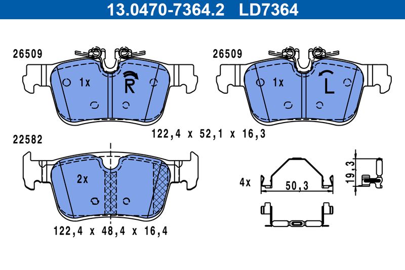 ATE 13.0470-7364.2 Brake Pad Set, disc brake