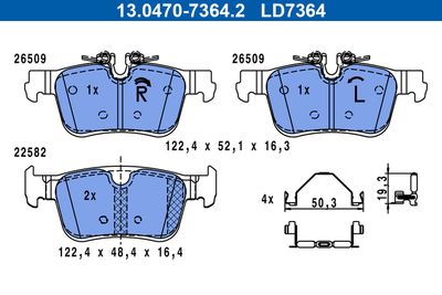 Brake Pad Set, disc brake ATE 13.0470-7364.2