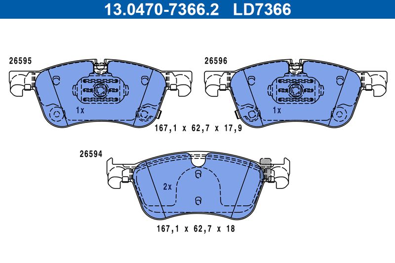 ATE 13.0470-7366.2 Brake Pad Set, disc brake