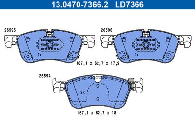 Brake Pad Set, disc brake ATE 13.0470-7366.2