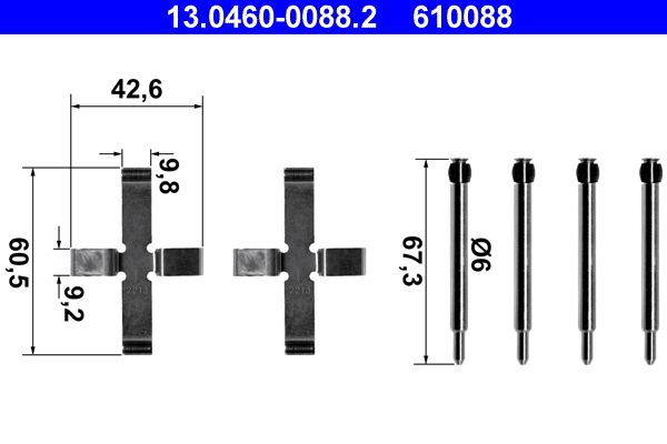 ATE 13.0460-0088.2 Accessory Kit, disc brake pad
