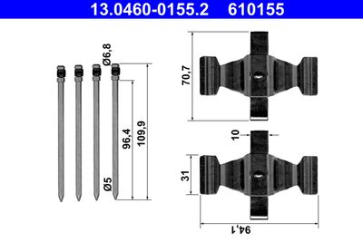 Accessory Kit, disc brake pad ATE 13.0460-0155.2