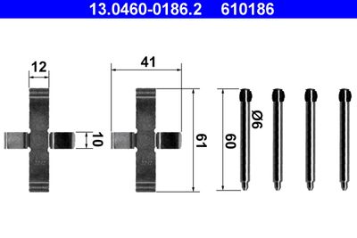 Accessory Kit, disc brake pad ATE 13.0460-0186.2