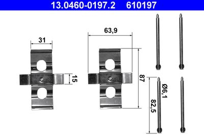 Accessory Kit, disc brake pad ATE 13.0460-0197.2