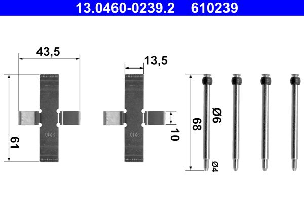 ATE 13.0460-0239.2 Accessory Kit, disc brake pad