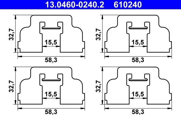 ATE 13.0460-0240.2 Accessory Kit, disc brake pad