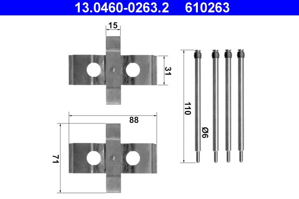 ATE 13.0460-0263.2 Accessory Kit, disc brake pad