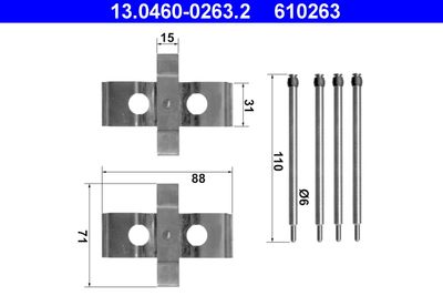 Accessory Kit, disc brake pad ATE 13.0460-0263.2