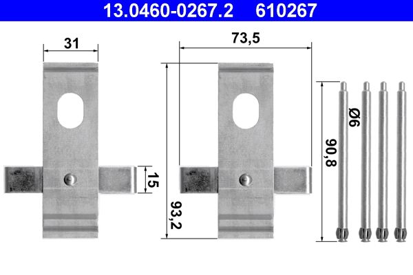 ATE 13.0460-0267.2 Accessory Kit, disc brake pad