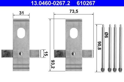 Accessory Kit, disc brake pad ATE 13.0460-0267.2