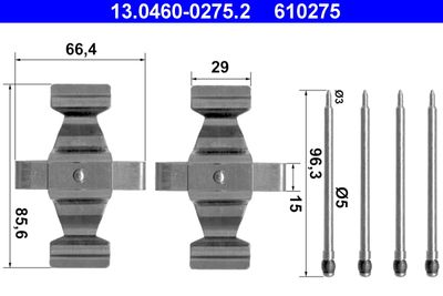Accessory Kit, disc brake pad ATE 13.0460-0275.2