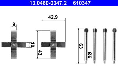 Accessory Kit, disc brake pad ATE 13.0460-0347.2