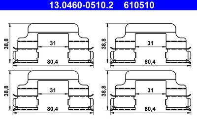 Accessory Kit, disc brake pad ATE 13.0460-0510.2