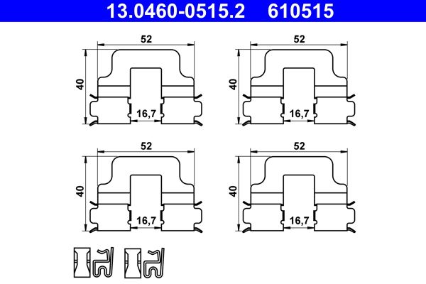 ATE 13.0460-0515.2 Accessory Kit, disc brake pad