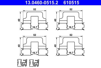 Accessory Kit, disc brake pad ATE 13.0460-0515.2