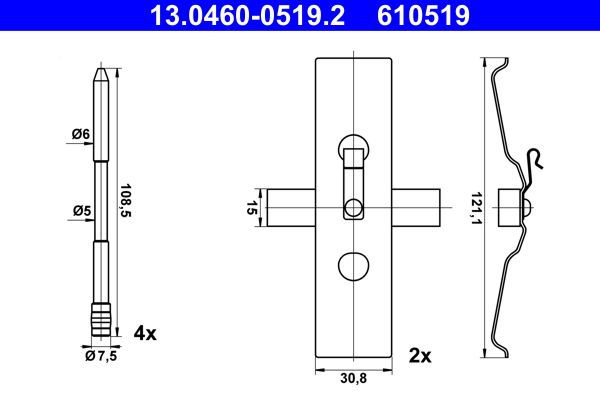 ATE 13.0460-0519.2 Accessory Kit, disc brake pad