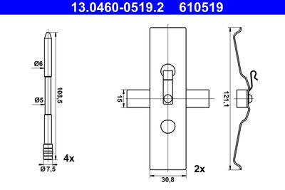 Accessory Kit, disc brake pad ATE 13.0460-0519.2