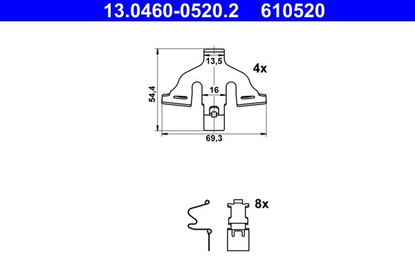 ATE 13.0460-0520.2 Accessory Kit, disc brake pad
