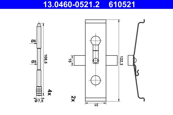 ATE 13.0460-0521.2 Accessory Kit, disc brake pad