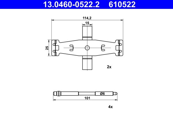 ATE 13.0460-0522.2 Accessory Kit, disc brake pad