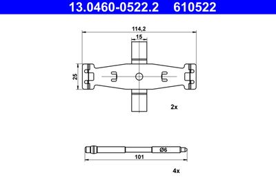 Accessory Kit, disc brake pad ATE 13.0460-0522.2