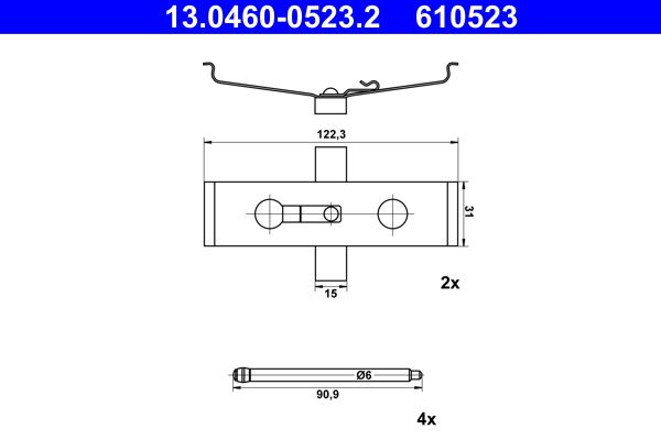 ATE 13.0460-0523.2 Accessory Kit, disc brake pad