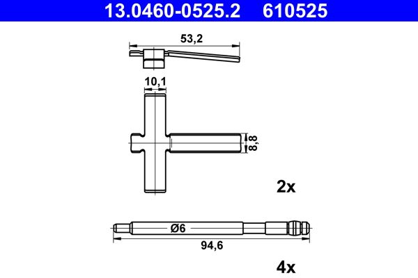 ATE 13.0460-0525.2 Accessory Kit, disc brake pad