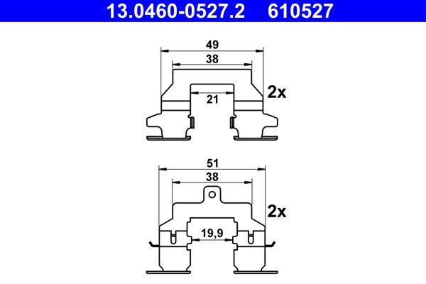 ATE 13.0460-0527.2 Accessory Kit, disc brake pad
