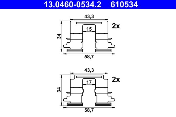 ATE 13.0460-0534.2 Accessory Kit, disc brake pad