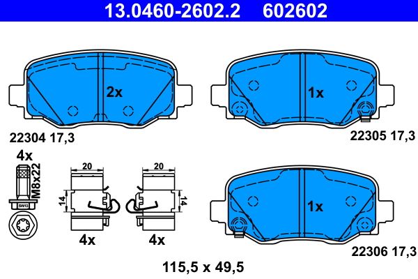 ATE 13.0460-2602.2 Brake Pad Set, disc brake