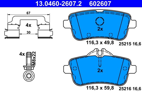 ATE 13.0460-2607.2 Brake Pad Set, disc brake