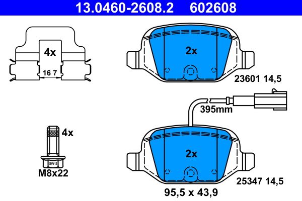 ATE 13.0460-2608.2 Brake Pad Set, disc brake