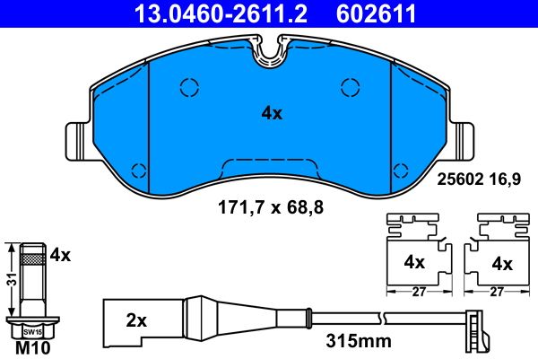 ATE 13.0460-2611.2 Brake Pad Set, disc brake