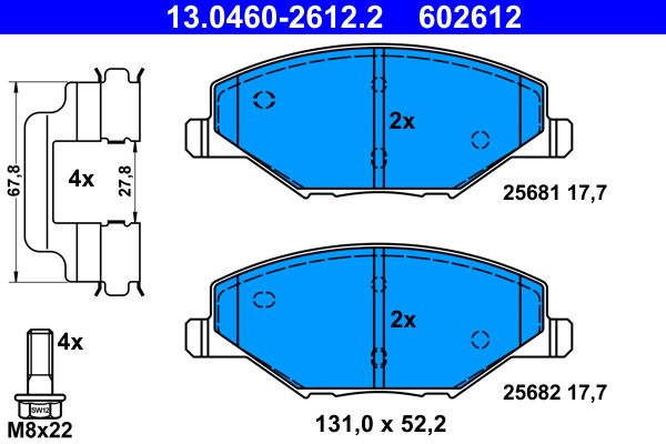 ATE 13.0460-2612.2 Brake Pad Set, disc brake