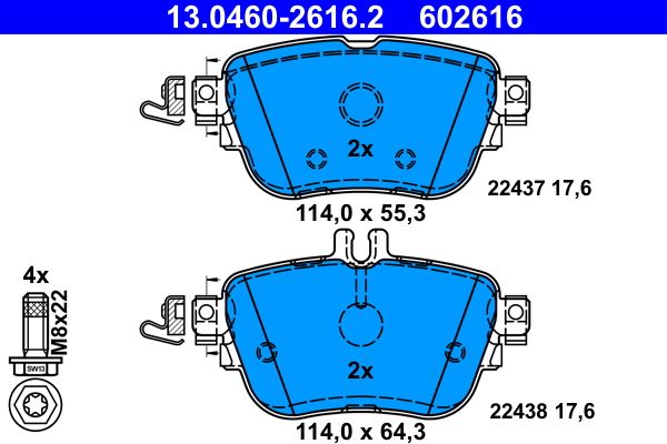 ATE 13.0460-2616.2 Brake Pad Set, disc brake
