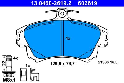 Brake Pad Set, disc brake ATE 13.0460-2619.2