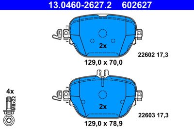 Brake Pad Set, disc brake ATE 13.0460-2627.2