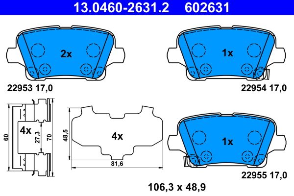 ATE 13.0460-2631.2 Brake Pad Set, disc brake