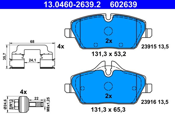 ATE 13.0460-2639.2 Brake Pad Set, disc brake