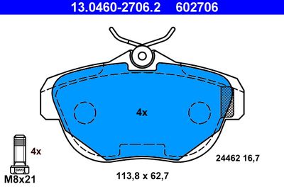 Brake Pad Set, disc brake ATE 13.0460-2706.2