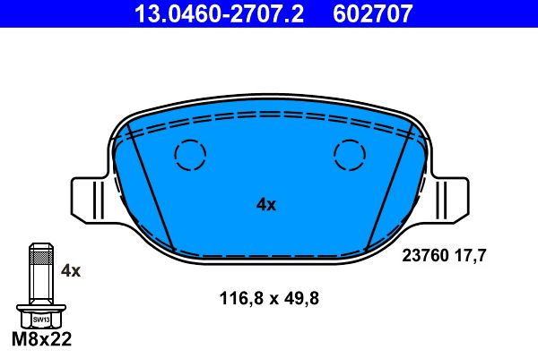 ATE 13.0460-2707.2 Brake Pad Set, disc brake