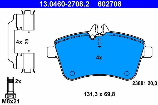 ATE 13.0460-2708.2 Brake Pad Set, disc brake