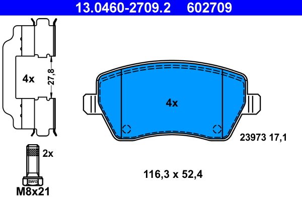 ATE 13.0460-2709.2 Brake Pad Set, disc brake